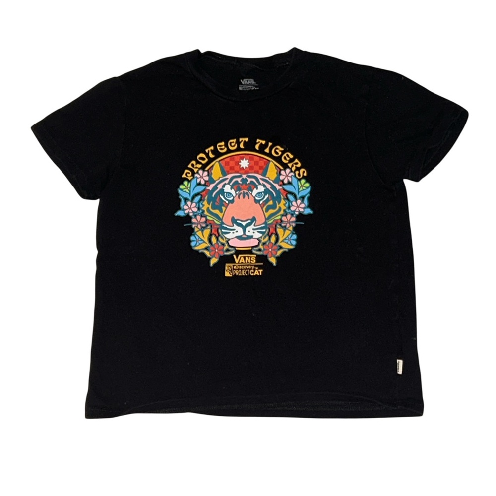Vans Black 'Protect Tigers' Tee with Colorful Graphic